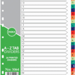 Index dividers 26-part A 2 Z pvc