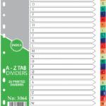 Index dividers 26-part A 2 Z pvc