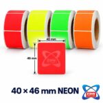 40 x 46mm Neon Labels — 1000 per roll