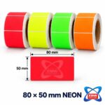 80 x 50mm Neon Labels — 1000 per roll