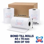 44 x 70mm Bond Till Rolls (Box of 100)