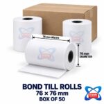 76 x 76mm Bond Till Rolls (Box of 50)