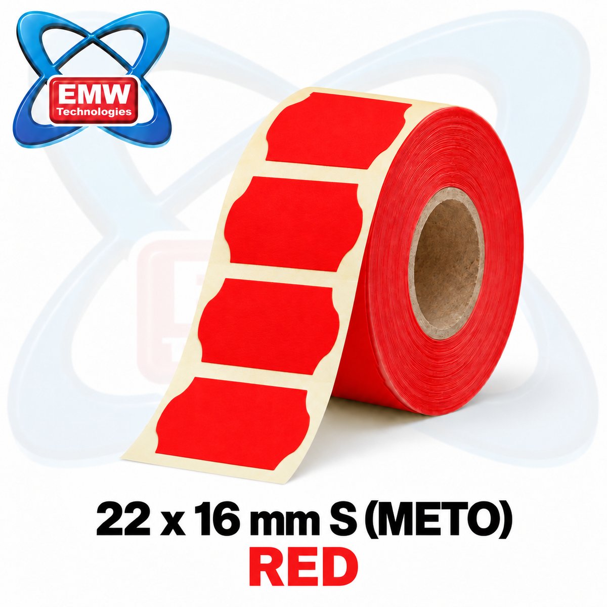 emw-price-gun-labels-22x16-s-red Price Marking Labels 22 x 16mm S Meto, White & Colours — for Judo 22 (Box of 42 Rolls) - Image 1