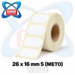 Price Marking Labels 26 x 16mm S Meto, White — for Judo 26 (Box of 36 Rolls)