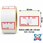 58 x 43mm Direct Thermal Labels (DFG) — 750 per roll