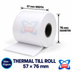 Thermal Till Rolls 57 x 76mm, Box of 100 (50m, 55gsm)