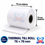 Thermal Till Rolls 76 x 76mm, Box of 50 (50m, 55gsm)