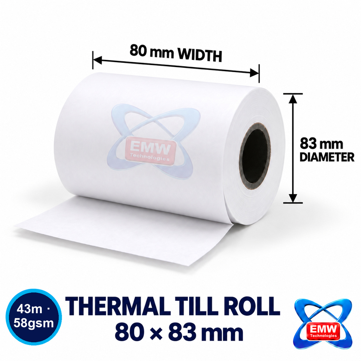 emw-thermal-till-roll-80x83mm-58gsm-43m-10 Thermal Till Rolls 80 x 83mm, Pack of 10 (43m, 58gsm) - Image 1