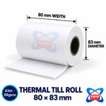 Thermal Till Rolls 80 x 83mm, Box of 50 (43m, 58gsm)