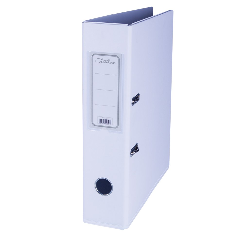 10-7070-05.jpg Treeline Lever Arch Files PVC Reinforced Base with Rado Mechanism White - Image 1