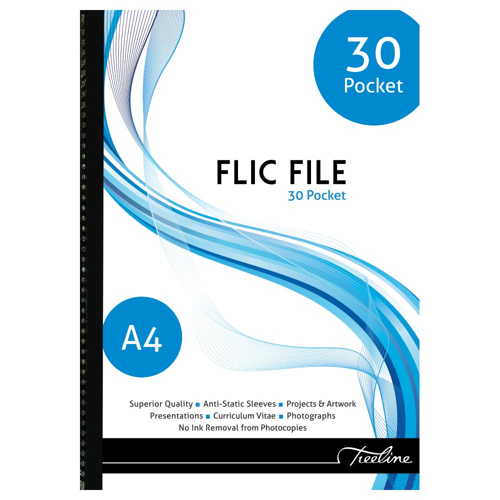 14-7862-00.jpg Treeline Flic File with Welded Spine - 50 Micron A4 30 Pocket Blue - Image 1