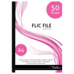 Treeline Flic File with Welded Spine - 50 Micron A4 50 Pocket Pink
