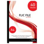 Treeline Flic File with Welded Spine - 50 Micron A4 40 Pocket Red