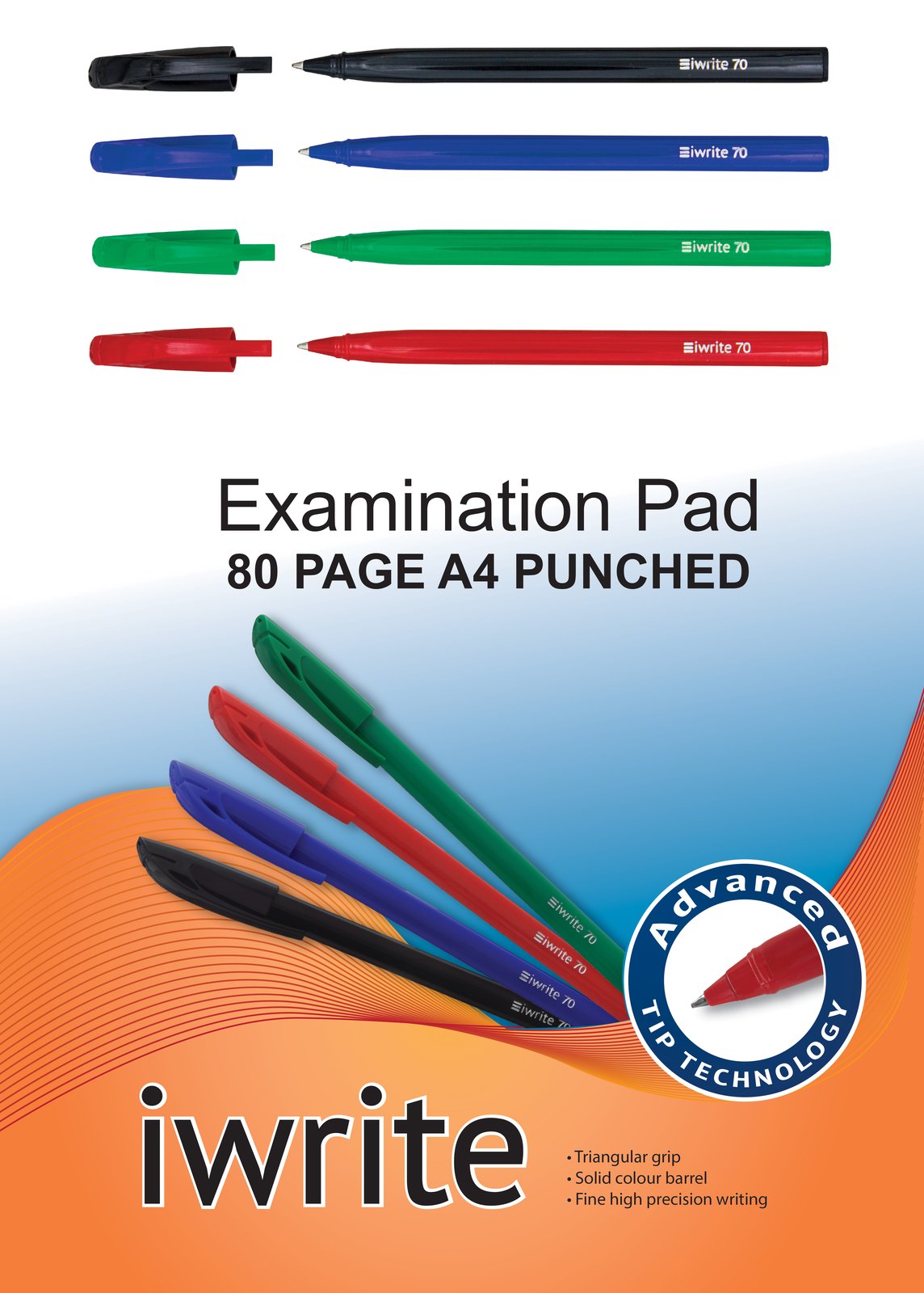 16-2811-00.jpg Exam Pads 80 Sheet Feint & Margin - Punched White Bond - Image 1