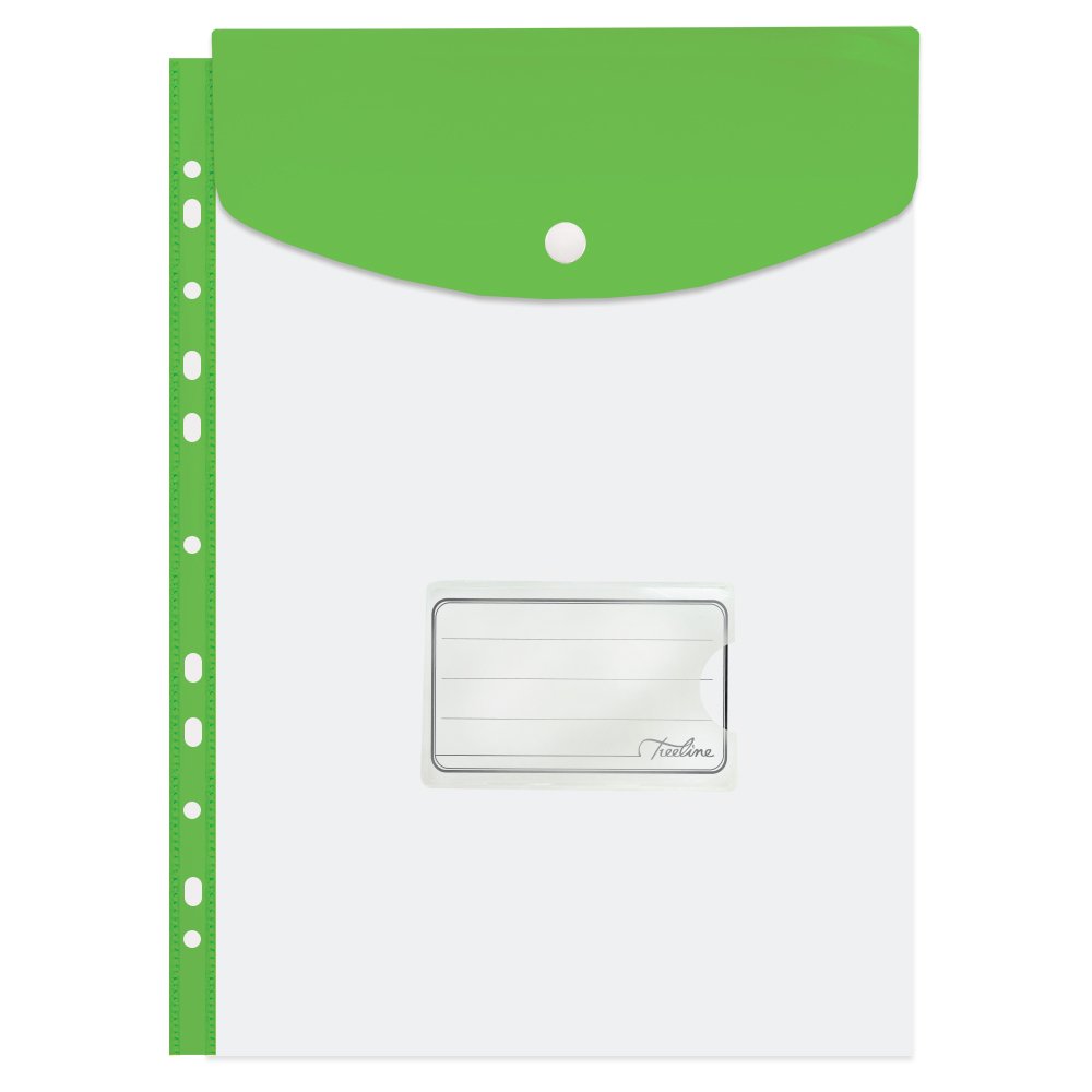 20-3539-26.jpg Treeline A4 Filing Carry Folder with Stud (Open Short Side) 180 Micron Lime Green - Image 1