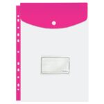 Treeline A4 Filing Carry Folder with Stud (Open Short Side) 180 Micron Hot Pink