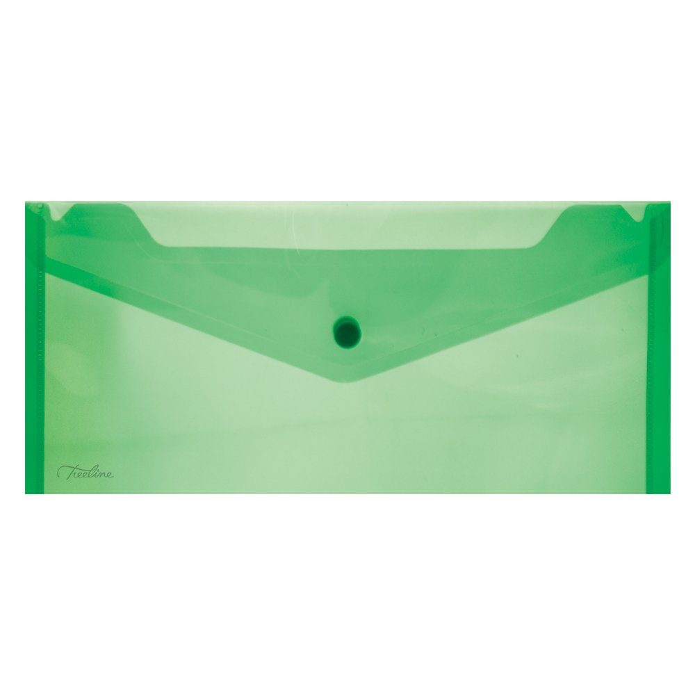 20-3541-04.jpg Treeline Document Wallets PVC DL Document Wallet with stud 180 Micron Green (Pack of 5) - Image 1