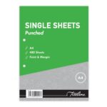 Single sheet - Punched 1 Ream Feint/Margin 58 gsm (480 Sheets) White Bond