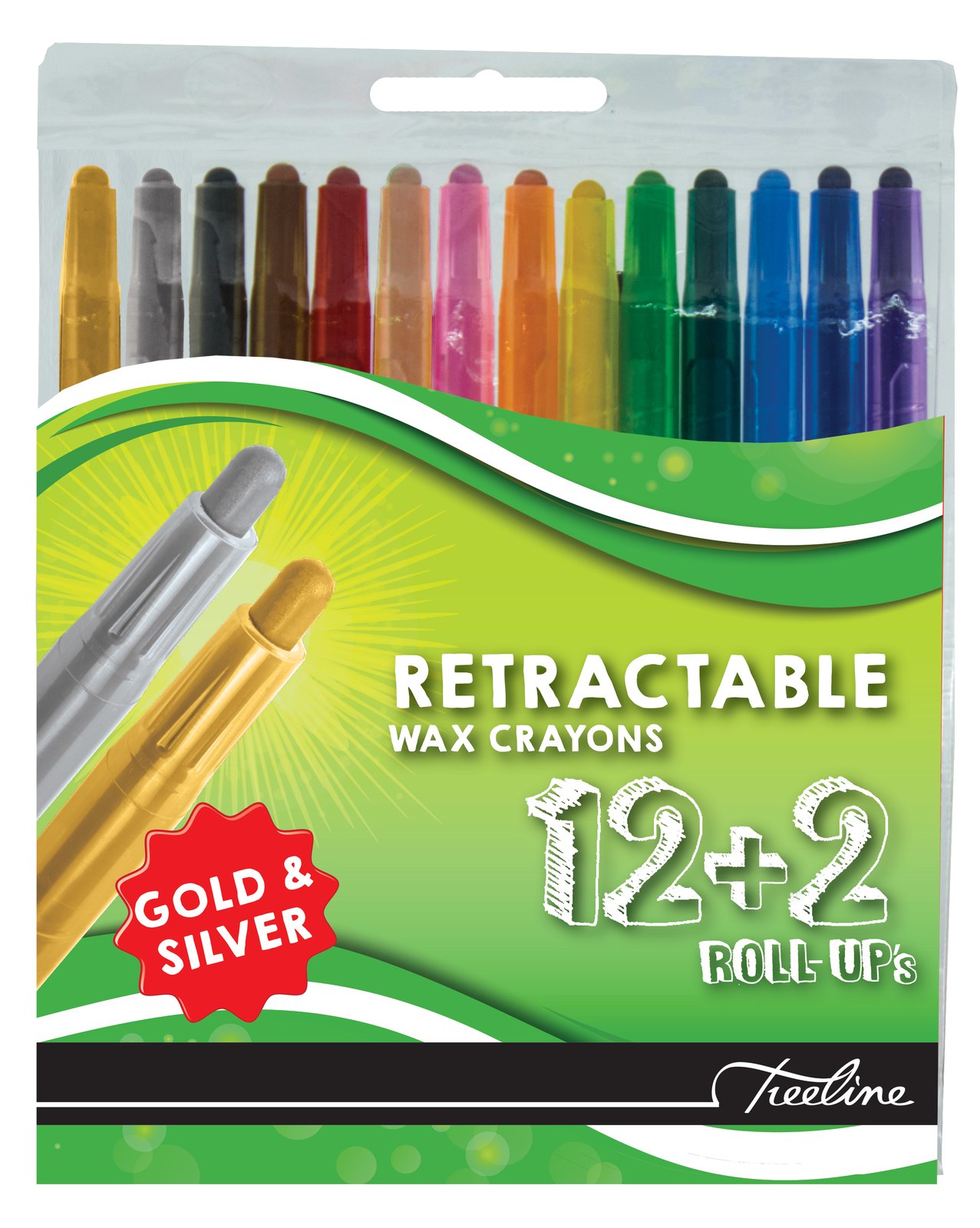 22-2615-30.jpg Treeline Wax Crayons - Retractable Retractable Wax Crayons 12+2 Assorted - Image 1