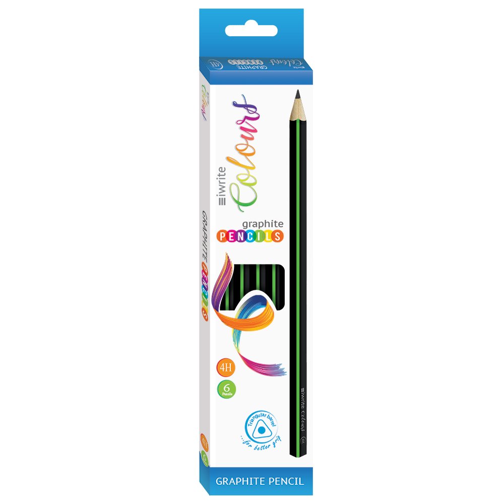 22-5038-00.jpg iWrite Graphite Pencils Black/Green 4H (Box of 6) - Image 1