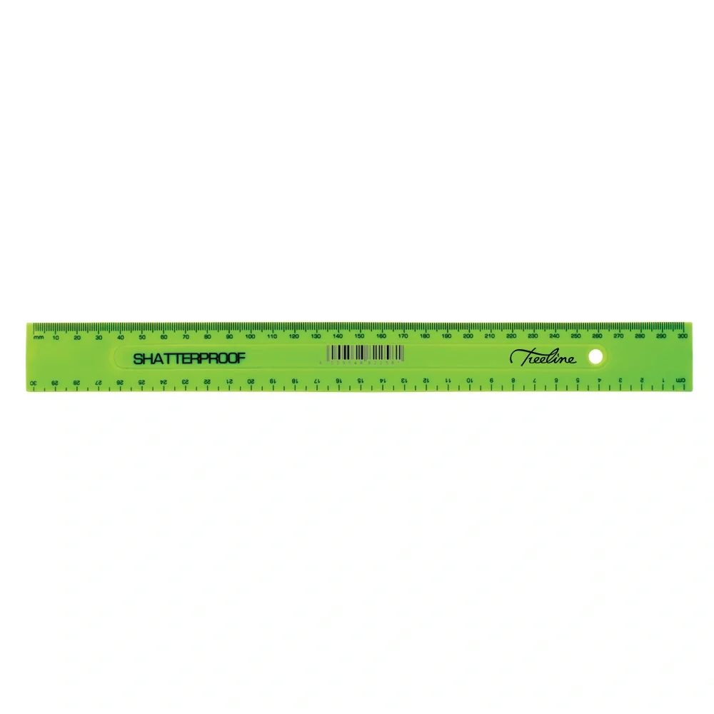 26-0404-04.webp Treeline Rulers Plastic Treeline 30cm Shatterproof Rulers Green (Pack of 10) - Image 1