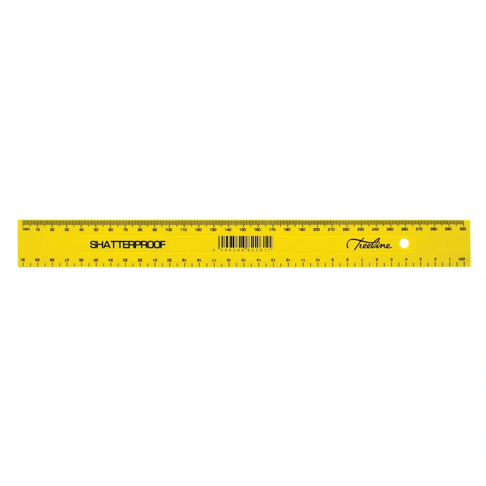 26-0404-07.webp Treeline Rulers Plastic Treeline 30cm Shatterproof Rulers Yellow (Pack of 10) - Image 1