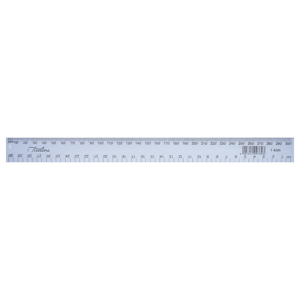 26-0410-40.jpg Treeline Rulers Plastic 30cm Clear Easi-Rule Ruler (Pack of 10) - Image 1