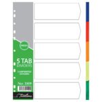 Treeline 160 Micron A4 Index 5 Tab Rainbow Assorted (Pack of 10)
