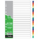 Treeline 160 Micron A4 Index 20 Tab Rainbow Assorted