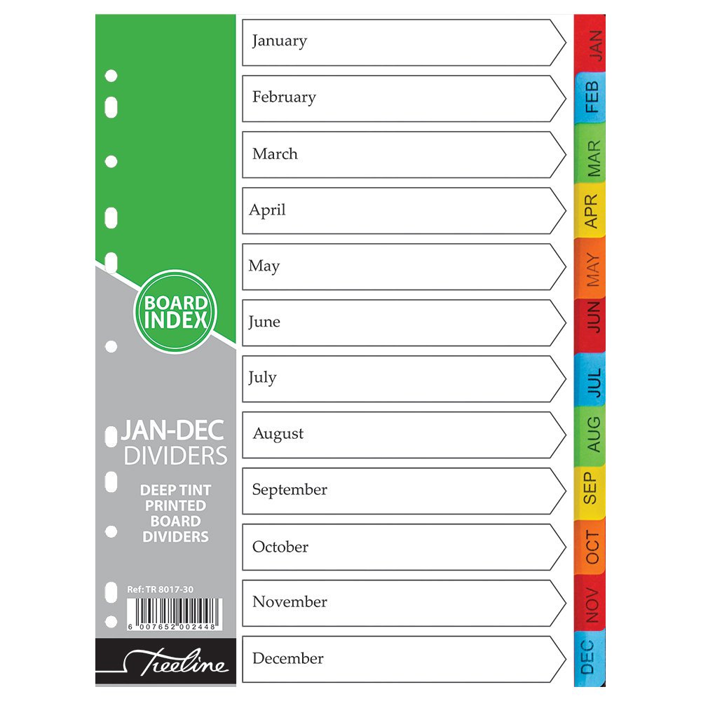 28-8017-30.jpg Treeline 160gm Board January to December Deep Tint Assorted Assorted - Image 1