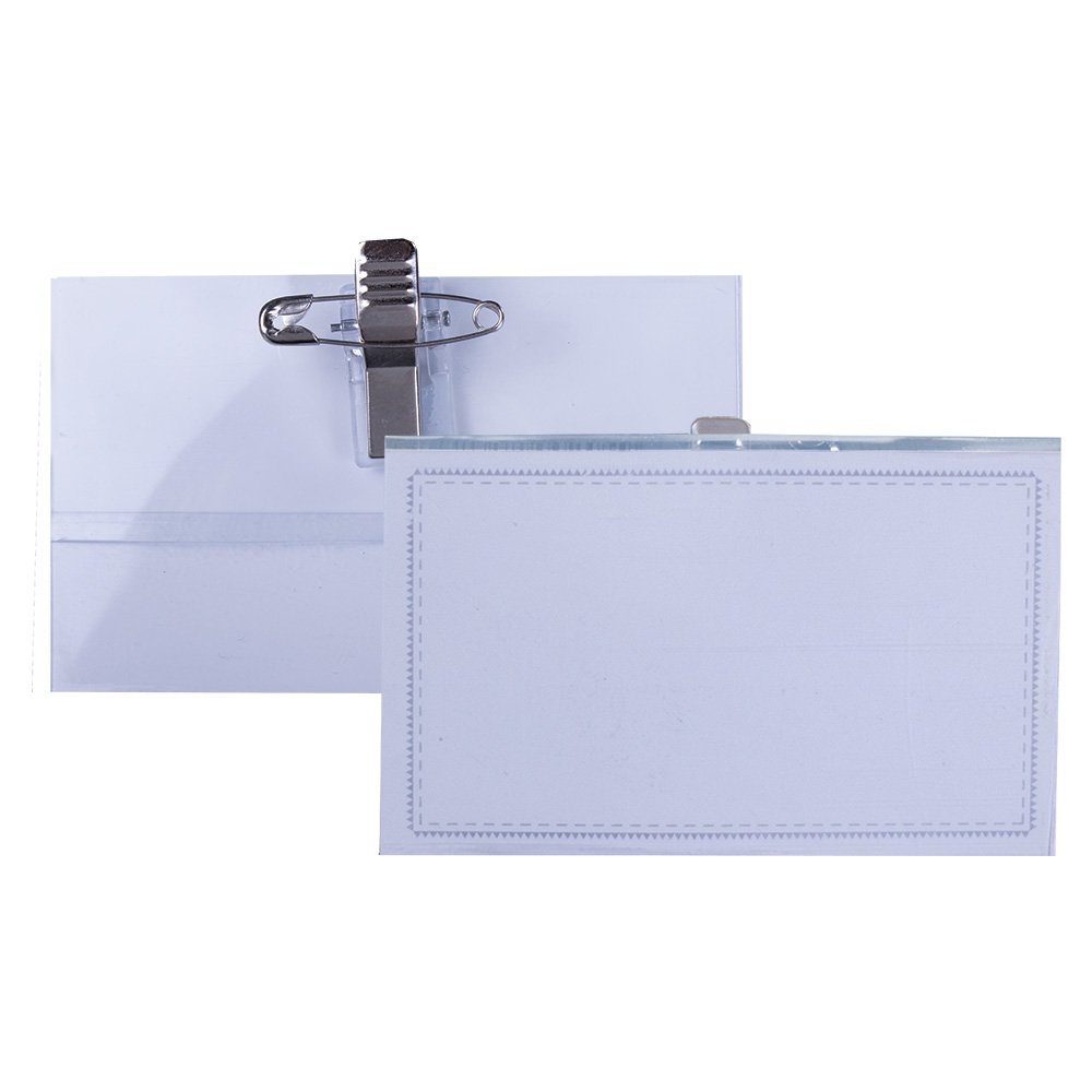 30-0074-00.jpg Treeline Name Badges PVC Name Badge 59 x 90mm Clear (Box of 50) - Image 1