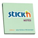 Stick 'n Notes 76x76 Pastel Notes (654) 3"x3" - 100 Sheets Per Pad Green (Pack of 12)