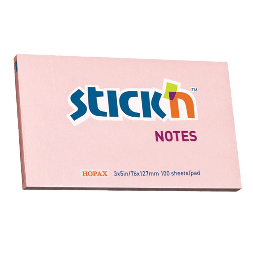 32-0134-08.jpg Stick 'n Notes 76x127 Pastel Notes (655) 3"x5" - 100 Sheets Per Pad Pink - Image 1