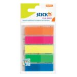 Stick 'n Notes Film Index Tabs 45mm x 12mm Neon - 25 Sheets Per Pad, 5 Pads Assorted