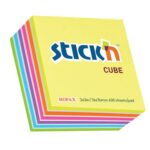 Stick 'n Notes 76x76 Cubes - 400 Sheets per Pad Neon Cube - Stripes Assorted
