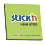 Stick 'n Notes 76x76 Neon Notes (654) 3"x3" - 100 Sheets Per Pad Lime (Pack of 12)