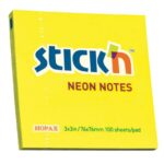 Stick 'n Notes 76x76 Neon Notes (654) 3"x3" - 100 Sheets Per Pad Lemon (Pack of 12)