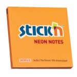 Stick 'n Notes 76x76 Neon Notes (654) 3"x3" - 100 Sheets Per Pad Orange (Pack of 12)