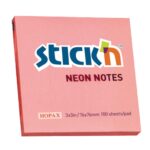 Stick 'n Notes 76x76 Neon Notes (654) 3"x3" - 100 Sheets Per Pad Pink (Pack of 12)