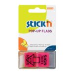 Stick 'n Notes Pop-Up Neon Printed Flags 45mm x 25mm - 50 Sheets Per Pad Sign Here Pink