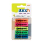 Stick 'n Notes Pop-Up Neon Printed Flags 45mm x 12mm - 150 Sheets Per Pad Sign Here Assorted