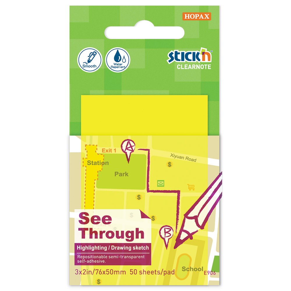 32-1151-28.jpg Stick 'n Notes Stick'n Clear Notes - 76mm x 51mm Lemon Notes - 76mm x 51mm - Image 1