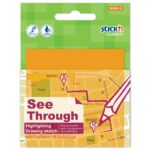 Stick 'n Notes Stick'n Clear Notes - 76mm x 76mm Orange Pack - 76mm x 76mm