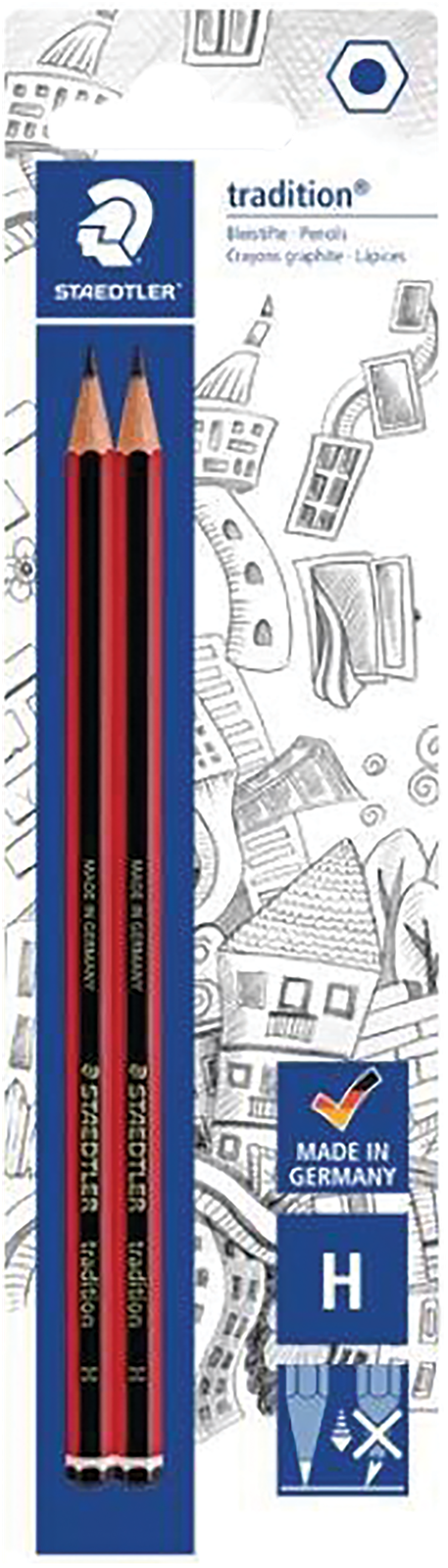 35-1856-00.png Staedtler Tradition 110 Pencils H Boxed 12 Red/Black - Image 1