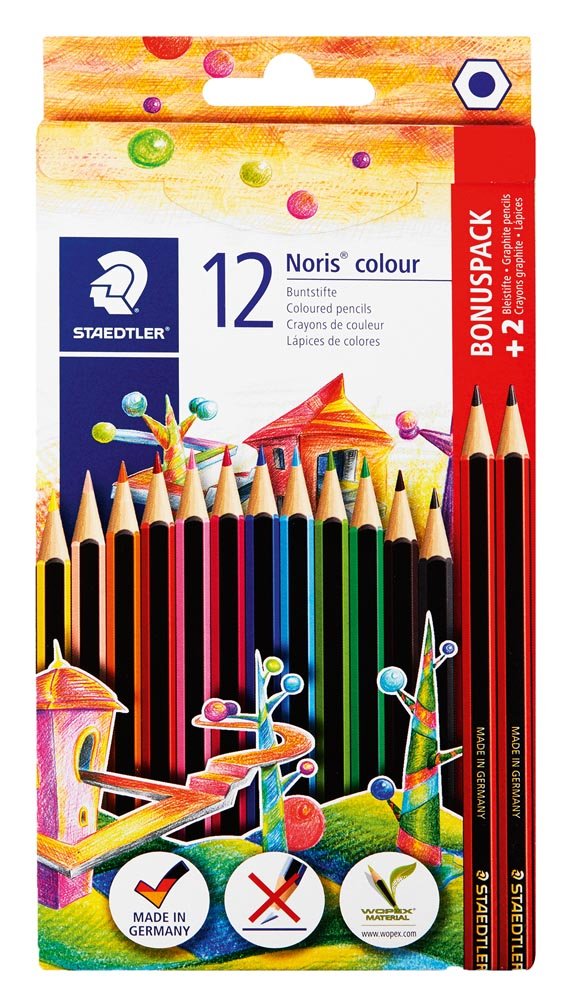 35-9185-30.jpg Staedtler Coloured Pencils Noris Club Colouring Pencils 12's PLUS 2 HB Pencils Assorted - Image 1