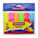 Penflex Yellow, Orange, Green, Pink Wallet of 6 - Neon Assorted