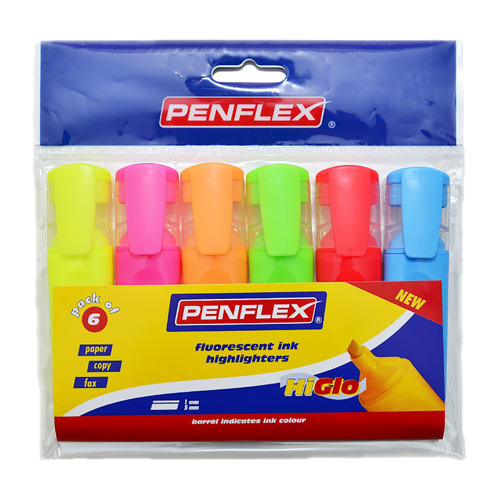 36-1808-00.png Penflex Yellow, Orange, Green, Pink Wallet of 6 - Neon Assorted - Image 1