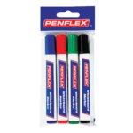 Penflex Whiteboard Markers Wallet of 4 - Bullet Tip Assorted