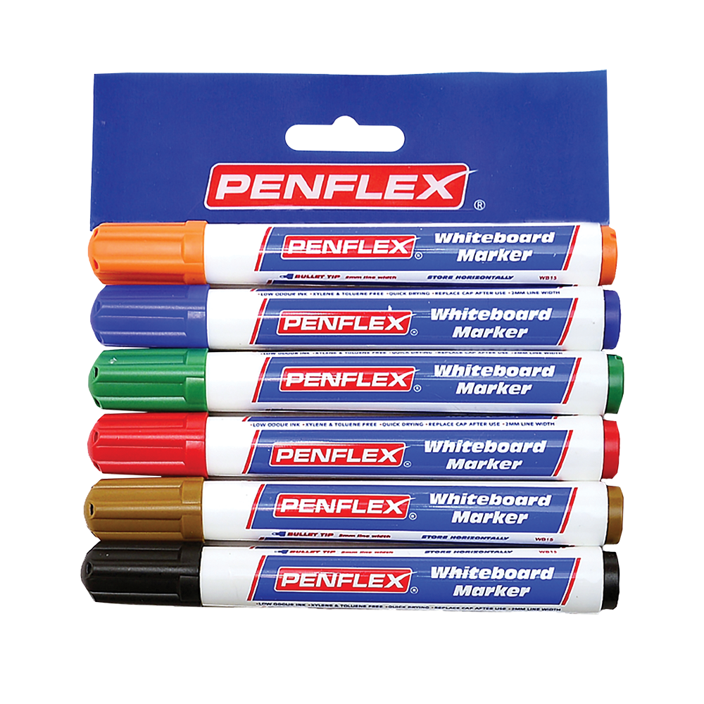 36-1822-00.png Penflex Black, Red, Dark Blue, Green Wallet of 6 - Bullet Tip Assorted - Image 1
