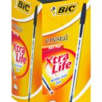 Bic Crystal Xtra Life Medium Clear Barrel Black